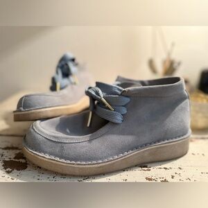 Free People baby blue Ashton suede ankle bootie boot 38 / 7.5